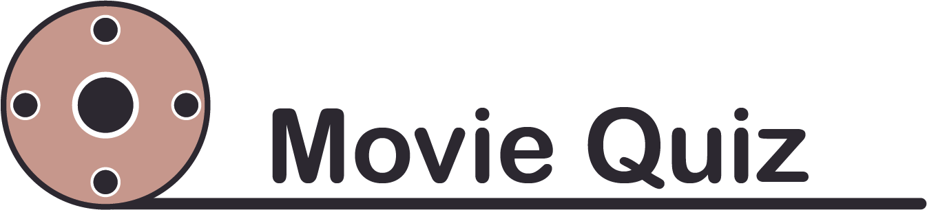 The logo design as roll movie and head of name 'Movie Quiz'